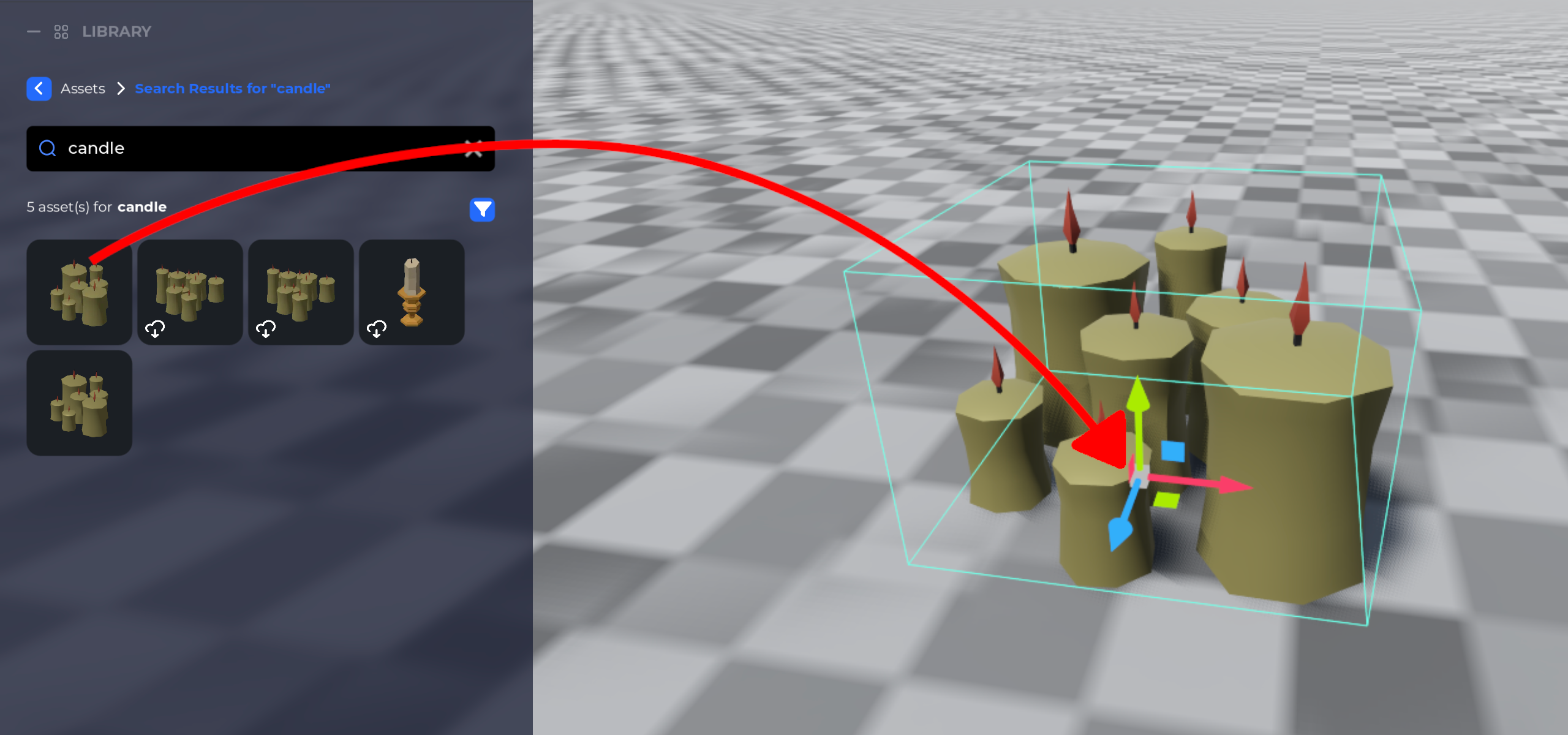 Diagram showing how to drag to create candles Object